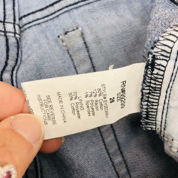 Level 99 Women's Amber Slouchy Crop Skinny Jeans Sz 26 Distressed Raw Hem Zip - Picture 5 of 7